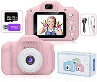 Aiwanto Kids Digital Camera Toys with [ 32 GB Memory Card and Card Reader ] Gifts for Child Boys Girls Little Kid Toys Gift 1080P 5MP (pink)