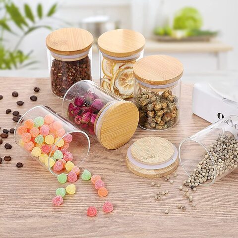 Small glass storage jars sales with lids