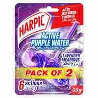 Harpic Active Purple Power Lavender Meadows Toilet Rim Block 35g Pack of 2