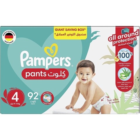 Pampers Baby-Dry Pants diapers, Size 4, 9-14 kg, With Stretchy Sides for Better Fit and Leakage