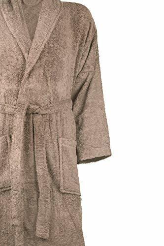 Lushh Shawl Bathrobe for Women and Men Terry Bathrobe - Spa Hotel Bath Robe -Highly Absorbent, Lightweight with Pockets &ndash; Unisex , Dark Beige (S/M)