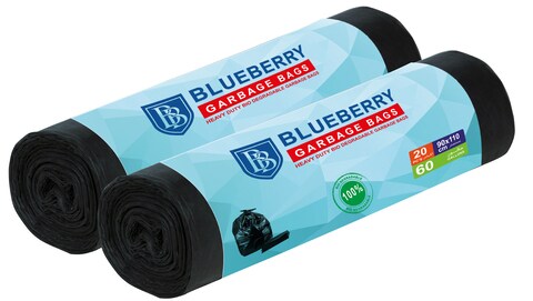 اشتري BLUEBERRY -2-Roll Heavy Duty Garbage Bag-Oxo-Biodegradable-60 Gallon-90x110cm-20pieces Each Roll في الامارات