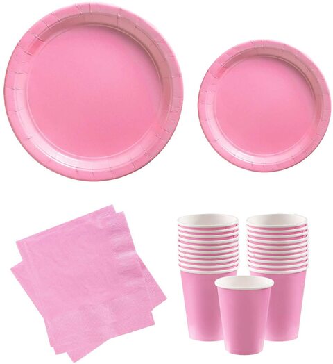 Pink paper outlet plates and napkins