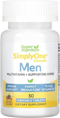 Super Nutrition Simply One, Men, Triple Power Chewable Multivitamin, Wild-Berry Flavor, 30 Tablets