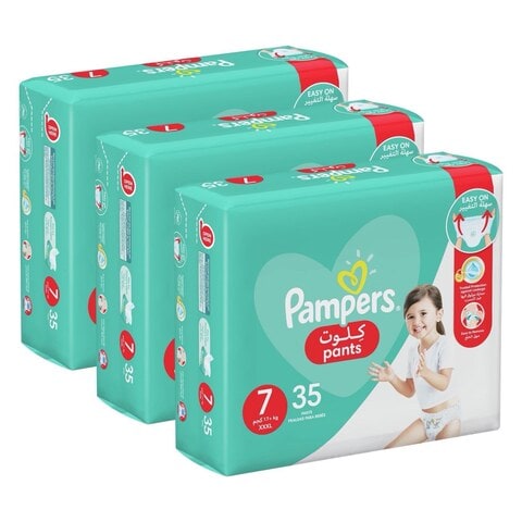 Pampers Baby-Dry Pants diapers Size 7 17+kg With Stretchy Sides for Better Fit and Leakage Protection 105 Count