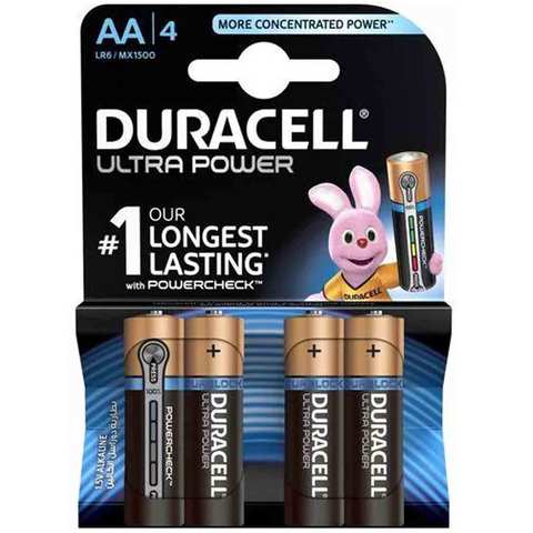 Duracell Plus Power AA Batteries Pack of 4 - Lampspares