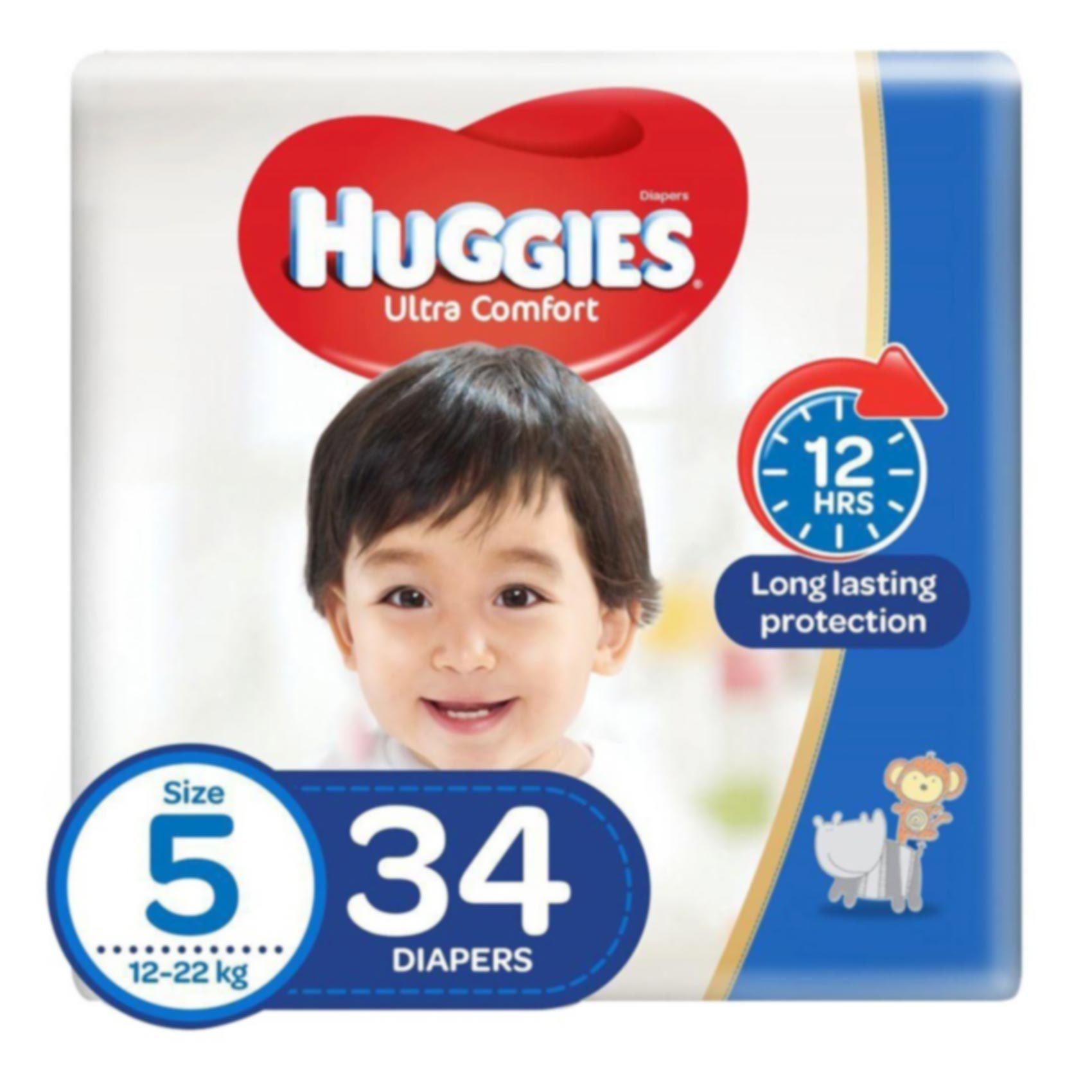 Buy Huggies Ultra Comfort Baby Diapers Size 5, 12 - 22kg 34 Counts