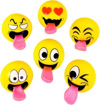 Stretch Tongue Emoticon Slingshot Ball - Pack of 12, 2 Inch Emoji Stretchy Tongue Finger Flinging Toy - Perfect Party Favors, Party Game Supplies, Competitive Outdoor Fun for Kids of All Ages