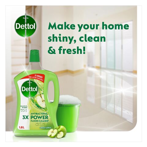 Dettol Antibacterial Power Floor Cleaner , Green Apple Fragrance, 1.8L