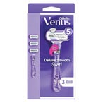 اشتري Gillette Venus Deluxe Smooth Swirl Razor With 3 Blades Purple في الامارات