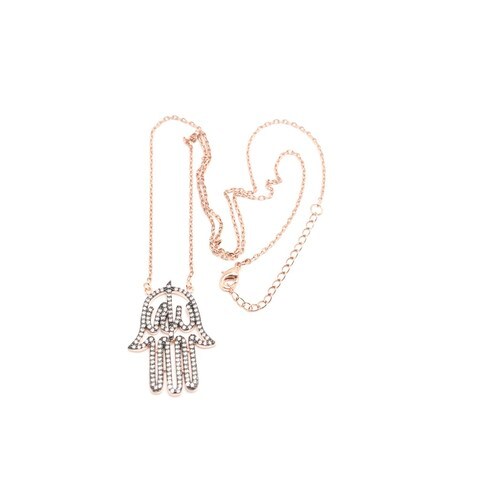 TANOS - Rose Gold Plated Chain Necklace Open Big Fatima Hand W/ Allah