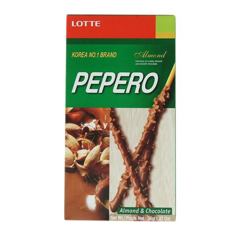 Buy Lotte almond pepero chocolate 36 g in Saudi Arabia