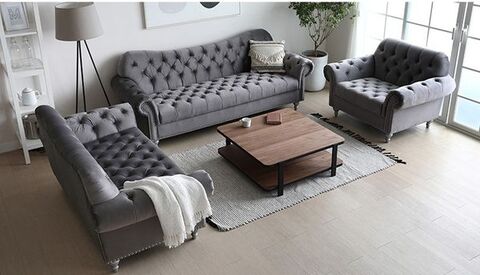 Tufted modern deals sofa