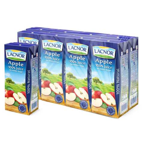 Buy Lacnor No Added Sugar Apple Juice 180ml Pack of 8 in UAE