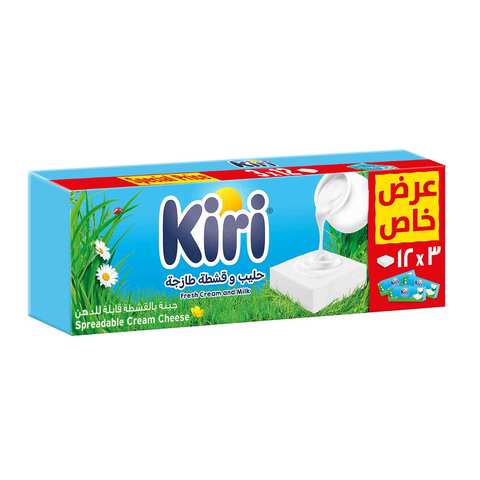 Kiri Spreadable Cream Cheese Squares, 12 Portions &times; 3 Packs, 36 Portions, 648g