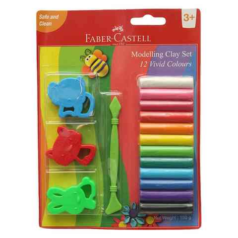 Faber-Castell 12 Vivid Colours Modelling Clay Set 150g