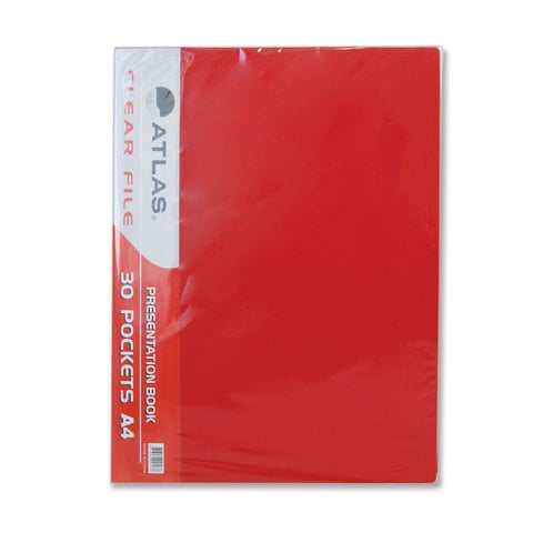 Atlas A4 Clear Book File with 30 Pockets Blue