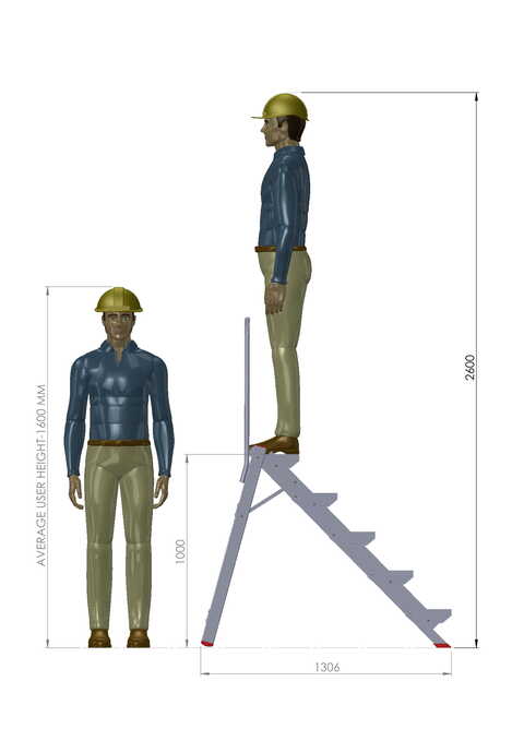 Penguin - Compact Stool Ladder, Step 5, 1.0m-platform height
