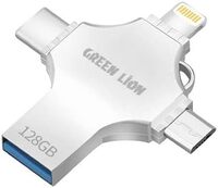 Green Lion 4 In 1 USB Flash Drive 128GB With USB-A, Type-C, Lightning And Mirco USB Compatible With All Smart Devices - USB Flash Dirve