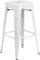 LANNY 75cm High Antique Metal Indoor-Outdoor Barstool High Chair D7 WHITE with Square Seat