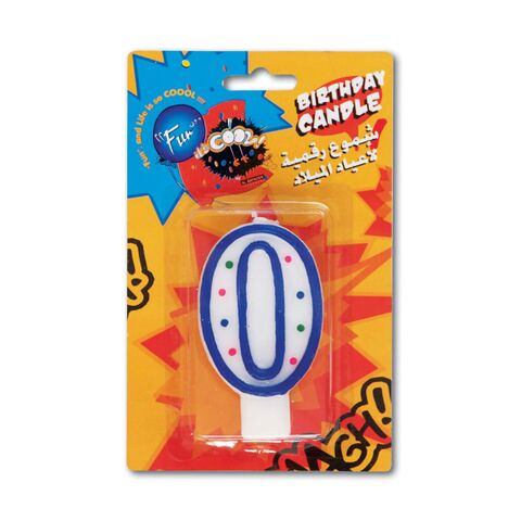 Fun It&#39;s Cool Numeral 0 Birthday Candle Multicolour