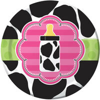 Baby Cow Print - Girl 7in Round Lunch Plates