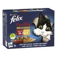 Purina Felix Naturally Delicious Countryside Selection in Jelly Wet Cat Food 85g Pack of 12