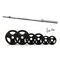Prosportsae 42 kg Body Pump Set- 47 Inches Olympic Bar with Collars &amp; Tri Grip Rubber Plates for Cross Training workout