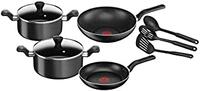 Tefal B143S986 9pieces Super Cook Non-Stick Cookware Set, Black, Aluminum