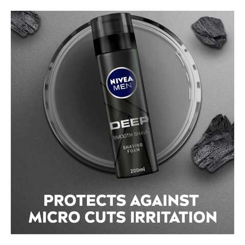 NIVEA MEN Deep Smooth Shave Shaving Foam With Anti-Bacterial Black Carbon 200ml