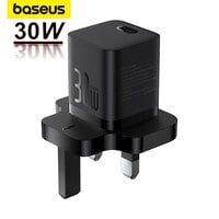 Baseus USB C Plug 30W GaN5 Pro Fast Charger PD 3.0 Charging USB-C Power Adapter Type C Wall Charger Compatible With iPhone 15 Pro/15 Plus/14/13/12 iPad Air MacBook Air S23/S24,Xiaomi OneplusEtc Black