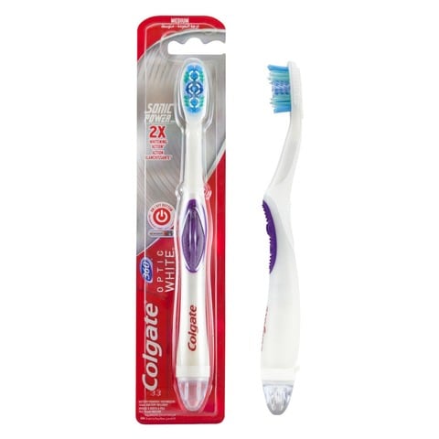Colgate Battery Toothbrush Optic White Sonic Power Medium Toothbrush 1 PCS