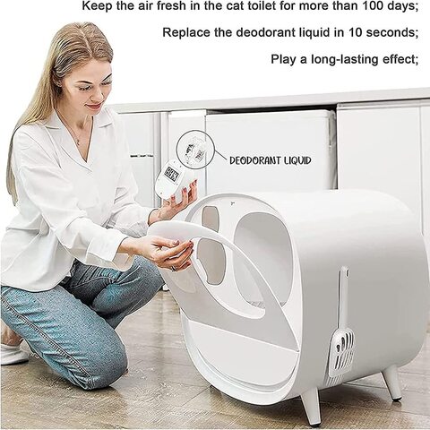 COOLBABY Smart Cat Litter Box,Deodorant and Spatter Proof,Pedal Channel,Fully Enclosed Drawer Cat Toilet,Intelligent Sensing Automatic Cleaning Taste,White
