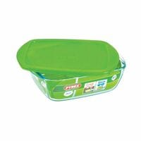 Pyrex Cook And Store Rectangular Dish With Plastic Lid Green And Clear 2.7L