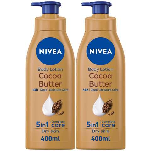 NIVEA Body Lotion Moisturizer Cocoa Butter Vitamin E 400ml Pack of 2