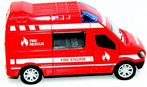 Generic Fire Rescue Van Die Cast Model With Pull Back And Go Race