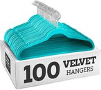 Buy ZOBER Premium Quality Space Saving Luxurious Velvet Hangers Strong and Durable Hold Up to 10 Lbs - 360 Degree Chrome Swivel Hook - Ultra Thin Non Slip Suit Hangers, Royal Turquoise - 100 Pack in UAE