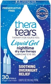 Thera Tears Eye Drops For Dry Eyes, Nighttime Dry Eye Therapy Lubricant Eyedrops, Preservative Free, 30 Count Single-Use Vials
