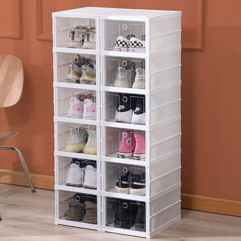 Transparent foldable and on sale stackable shoe organisers