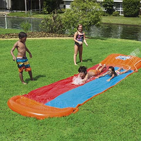 Bestway H2Ogo! Double Lane Inflatable Water Slide, Includes Speed Ramp &amp; Splash Landing, Great Outdoor Summer Toy For Family Fun, Multicolor