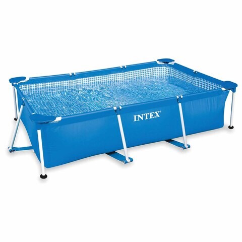 انتكس حمام سباحة مستطيل بإطار معدني - 220×150×60 سم - أزرق