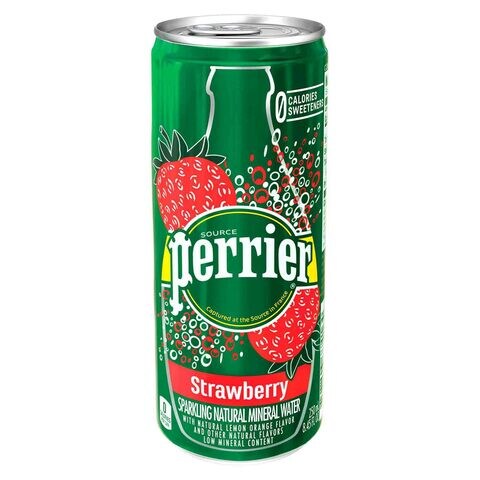 Perrier Strawberry Flavoured Sparkling Natural Mineral Water 250ml Pack of 10