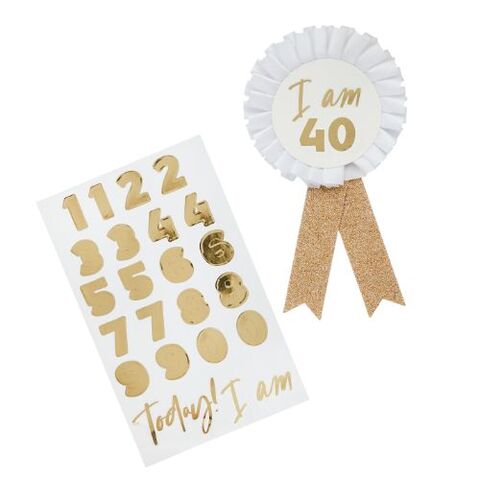Gold Milestone Birthday Badge Personalised with 1 Sticker Sheet