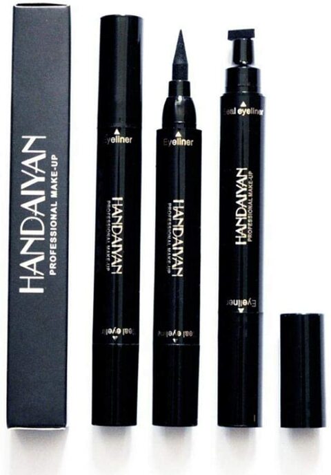 اشتري Handaiyan Eyeliner Stamp Waterproof 2 In 1 Eyeliner, Easy To Makeup Eyeliner Wing Stamp Black Color في الامارات