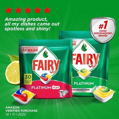 Fairy Platinum Plus Automatic Dishwasher Tablets Lemon Scent 30 Tablets