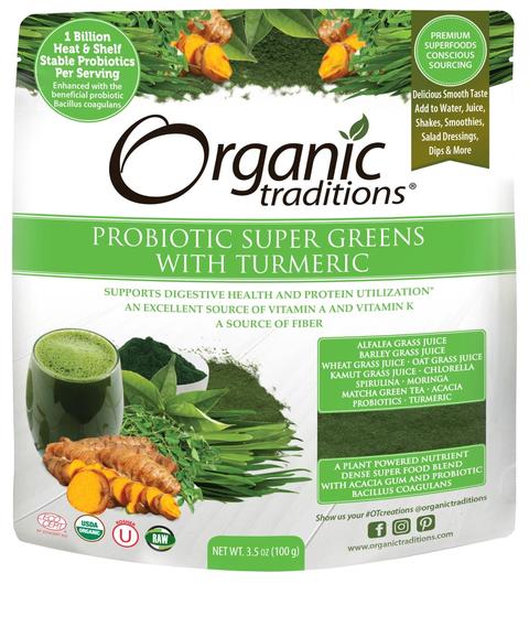 Org Traditions Probiotic Super Greens W/Turmeric 100G