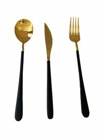 East Lady 3-Piece Stainless Steel Cutlery Set Gold/Black Spoon 1x21, Fork 1x21, Knife 1x21cm
