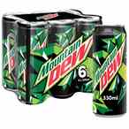 Buy Mountain Dew Carbonated Soft Drink Cans 330ml Pack of 6 in UAE