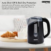 Geepas 1.7L Cordless Electric Kettle | Safety Lock, Boil Dry Protection &amp; Auto Shut Off Feature | Fast Boil &amp; Ease To Clean | Ideal For Hot Water, Tea &amp; Coffee Maker | 2200W - 2 Year Warranty