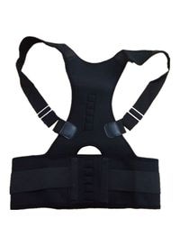 Generic - Adjustable Shoulder Back Brace Posture Correction Belt Black M